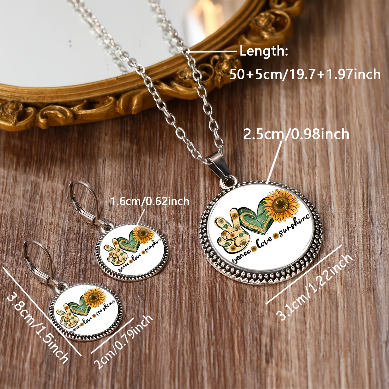 3pcs Classic Jewelry Set with Round Glass Bases